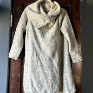 Wool House Artisan 100% Wool Sweater Gray Marl Oversized Collar Medium